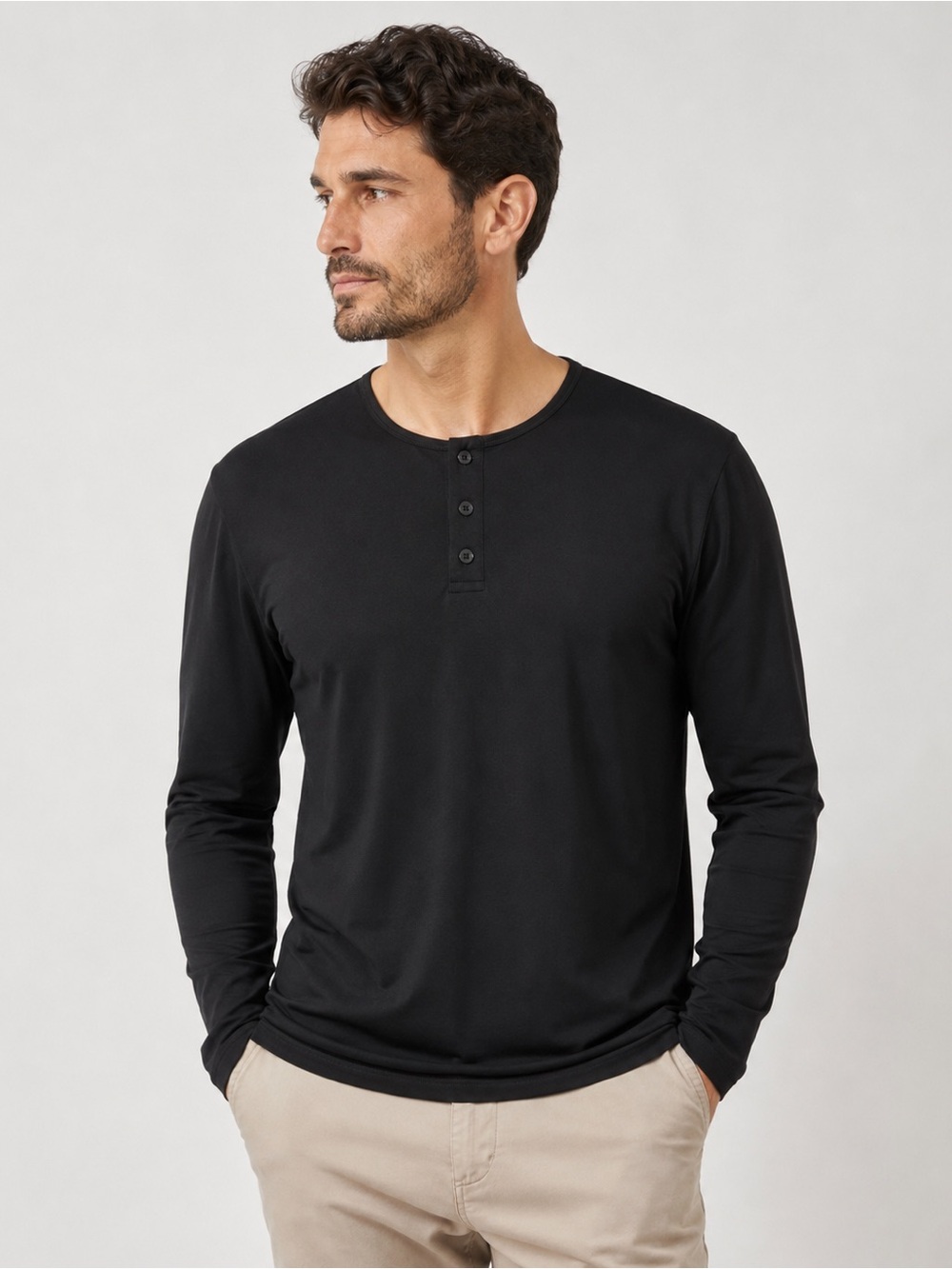 Porter & Ash The Henley Black Long Sleeve Performance Shirt Men’s XL